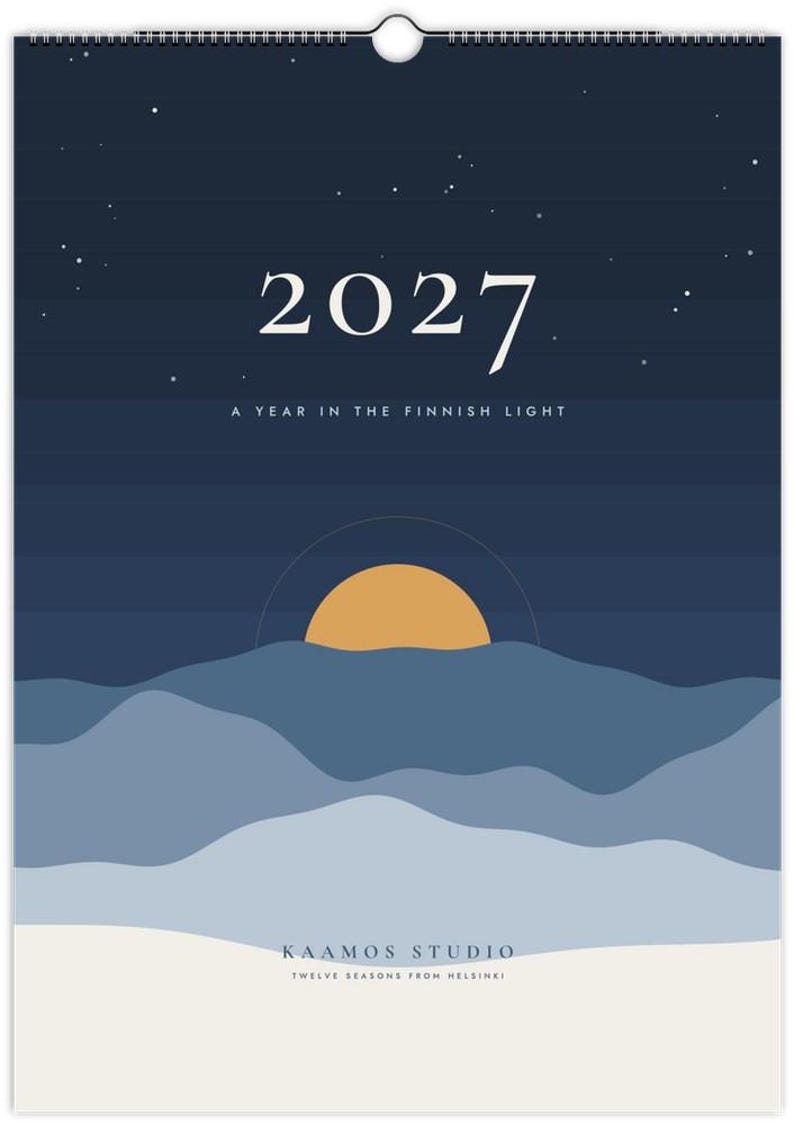 2027 Wall Calendar A3, Nordic Finland Landscapes, Minimalist Scandinavian Calendar, Monday Start, Week Numbers image 2