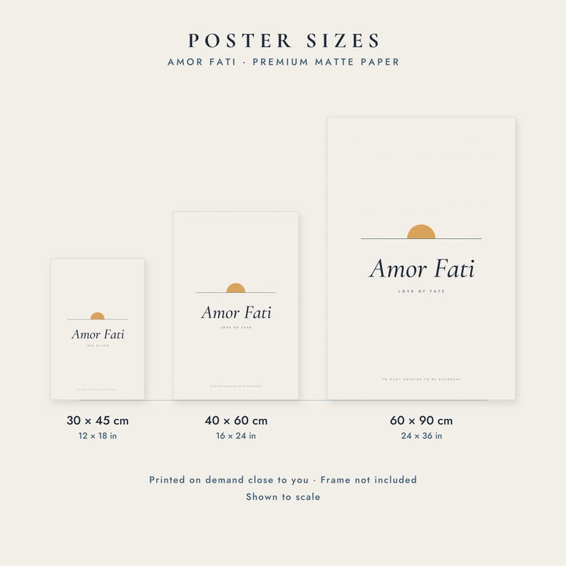 Amor Fati Poster, Stoic Quote Art Print, Minimalist Typography Wall Art, Philosophy Office Decor image 3