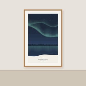 Lámina de auroras boreales, arte mural de auroras boreales, paisaje lacustre nórdico, Finlandia (imprimible) imagen 2