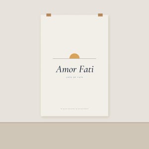 Amor Fati Poster, Stoic Quote Art Print, Minimalist Typography Wall Art, Philosophy Office Decor image 2