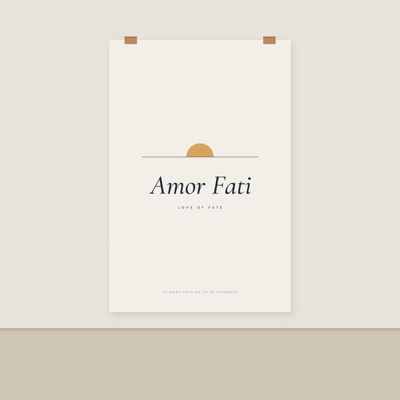 Amor Fati Poster, Stoic Quote Art Print, Minimalist Typography Wall Art, Philosophy Office Decor image 2