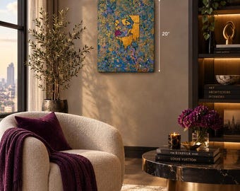Mixed Media Portrait: SheNova Original Contemporary Abstract Art on Canvas