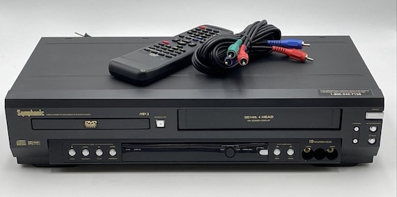 Symphonic SD7S3 DVD VCR Combo Reproductor de DVD Reproductor VHS con cables  remotos y adaptador HDMI