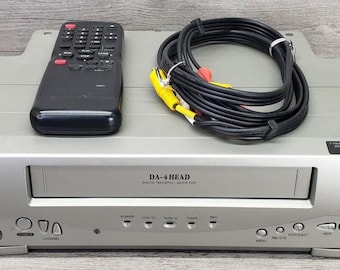 Emerson EWV404 Mono VHS VCR VHS Player With Remote, A/V Cables & Hdmi Adapter