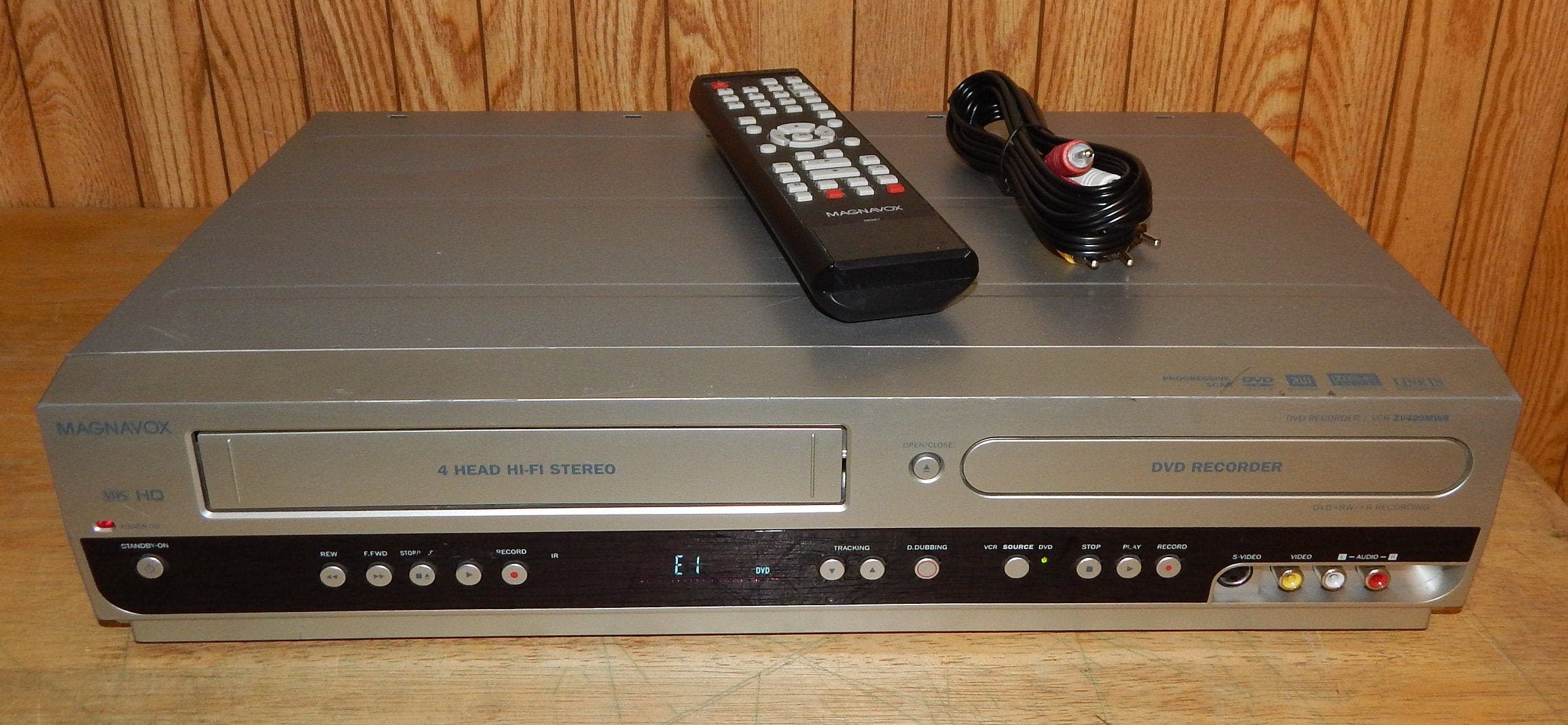Magnavox DVD VCR Combo VHS Player Recorder w/ Remote Cables & Disney