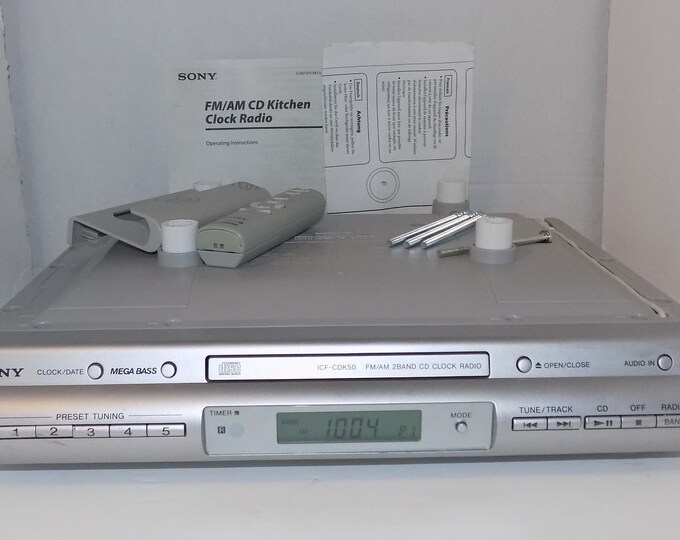 Sony ICFCDK50 FM/AM Cd Kitchen Clock Radio With Aux in Remote,hardware