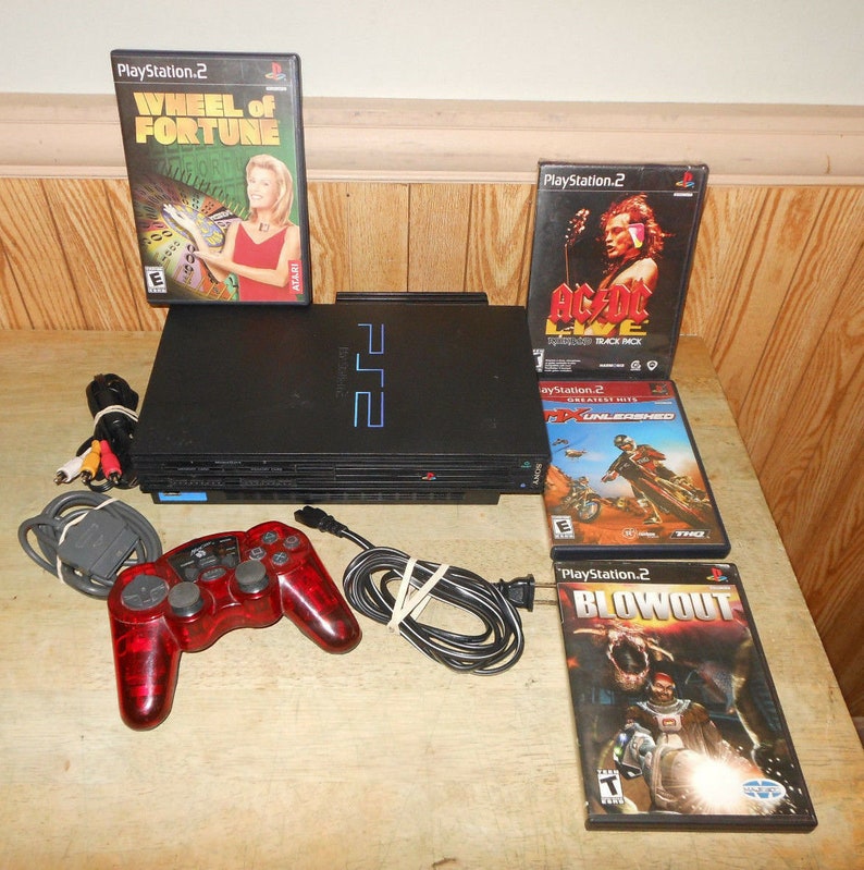 hookups and 4 Games Sony PS2 Playstation 2 bundle w controller