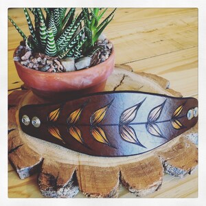 Ash Leaves Leather cuff. Leather Cuffs. Leather Bracelets. Leaves. Leather Accessories.