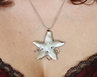 Starfish Necklace - Goth Jewelry, Goth Necklace, Punk Jewelry, Barbell Piercing Necklace