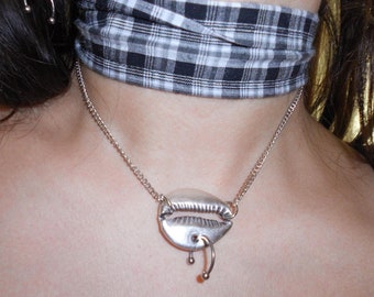 Septum Necklace - Shell Choker, Cowrie Shell Necklace, Barbell Choker