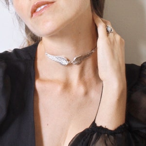 Angel Choker - Angel Wing Necklace, Fairy Choker, Angel Wing Necklace Silver Wings