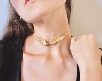Waterfall Angel Wing Choker Silver & Gold Filled Crystal Women Pendant Necklace Waterfall Angel Wing Choker Silver & Gold Filled Crystal Women Pendant Necklace