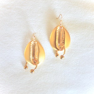 Cowrie Shell Earrings - Gold Shell Jewelry, Barbell Piercing, Septum Pierced Earrings