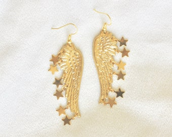 Lucky Stars Earrings in Polished Brass