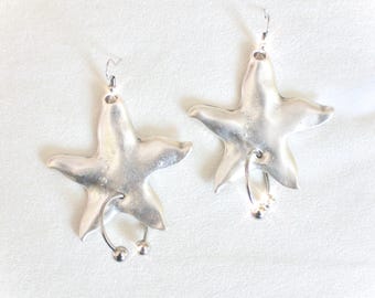 Dark Siren - Punk Starfish Pendant, Gothic Starfish, Dark Mermaid, Silver Star Earrings with Barbell Septum