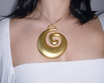 Gold Chunky Necklace - Spiral Necklace, Gold Spiral Choker, Statement Necklace, Crafturday