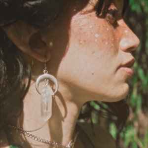 Gothic Earrings - Alternative Jewelry, Witch Jewelry, Silver Moon Earrings