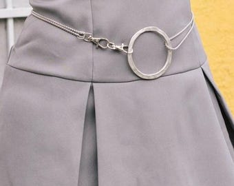 Ring Belt - Metal O Belt, Hardware Belt, Silver Waist Chain, Chain Belt