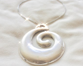 Swirl Necklace - Spiral Necklace, Statement Necklace Chunky, Choker Necklace Silver