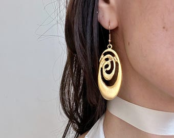 Chunky Gold Earrings - Swirl Earrings, Spiral Earrings, Chunky Jewelry