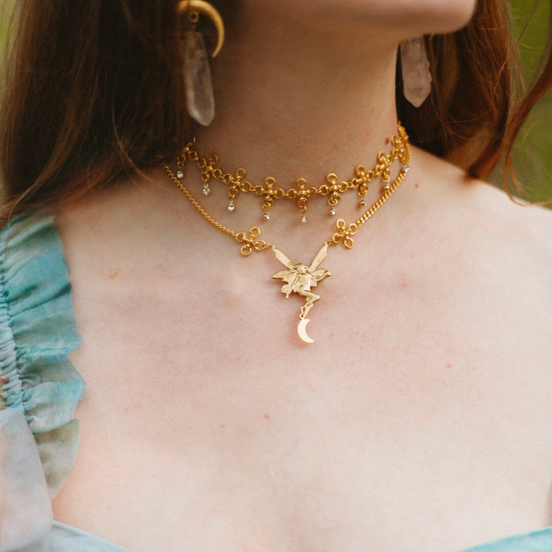 アクセサリー DD: Dancing Faerie Necklace with RM Sterling Silver Dancing Faerie Necklace Rainbow Moonstone