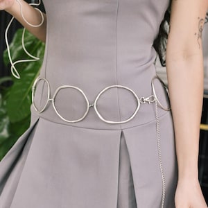Large Silver Belt - Edgy Boho, Boho Belt, Circle Belt, Metal Chain Belt