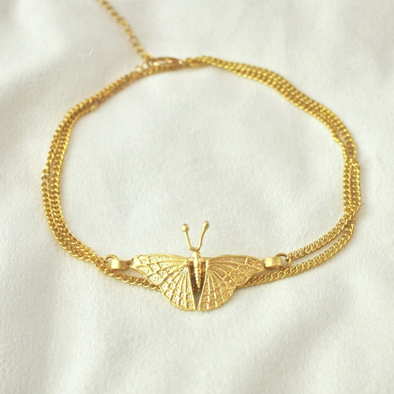 70s Necklace Butterfly Necklace, Gold Butterfly Choker image 8