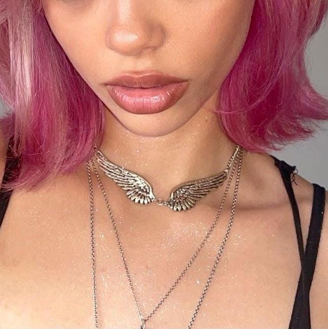 Angel Choker - Angel Wing Necklace, Fairy Choker, Angel Wing Necklace Silver Wings