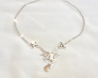 【fa.er.ie】 faerie cubic charm choker ♥2Color Claire's Crescent Moon Blue Mystical Gem Pendant & Black