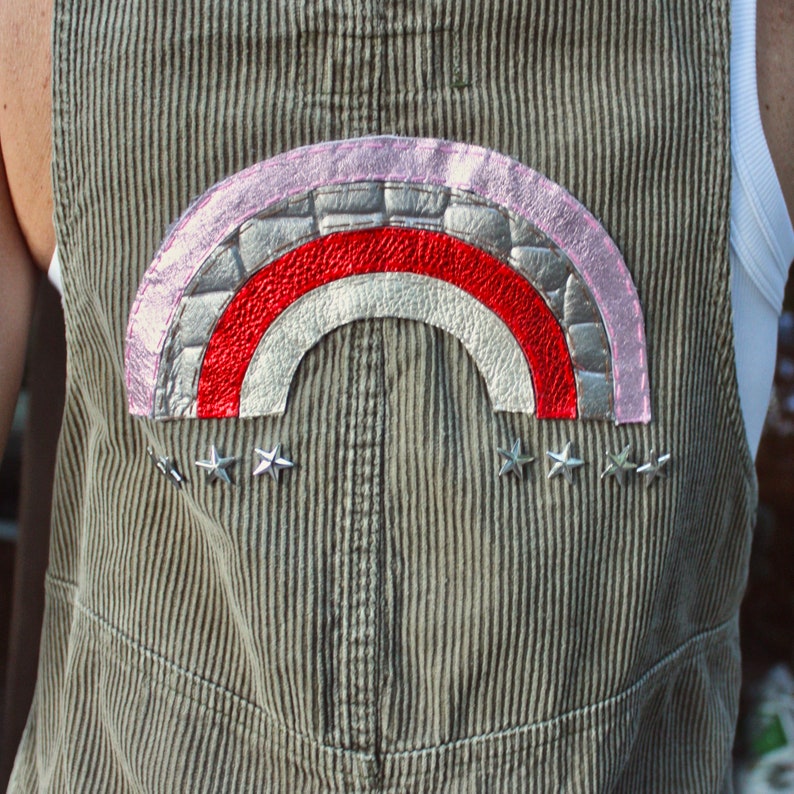 Rainbow Clothing Women Sage Green Overall Dress Corduroy Overalls Women Size L 70s Clothing Dress