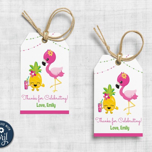Flamingo Favor Tags Flamingo Thank You Tags Printable File - Etsy