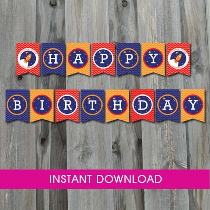 DIY Party Printable Rocket or Space Birthday Party Rocket Birthday Favor Labels or Cupcake Toppers