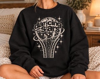 Dancing With The Stars Crewneck Sweatshirt - Mirror Disco Ball Fleece Pullover, Classic 1970s Party Top