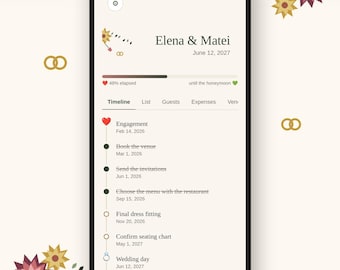 Calendaria - Digital Wedding Planner & Organizer | Guest List, Budget Tracker, Timeline, Vendor Contacts | Instant Download, No Subscription