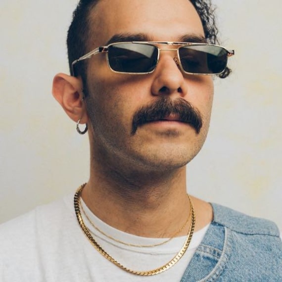 Rectangular brow bar rare vintage sunglasses - image 4