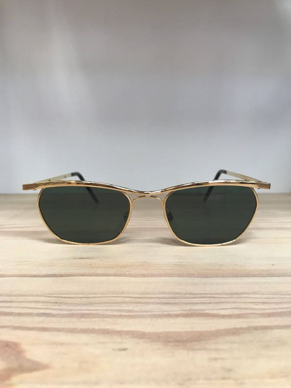 Rectangular vintage sunglasses Gold gunmetal black - Gem