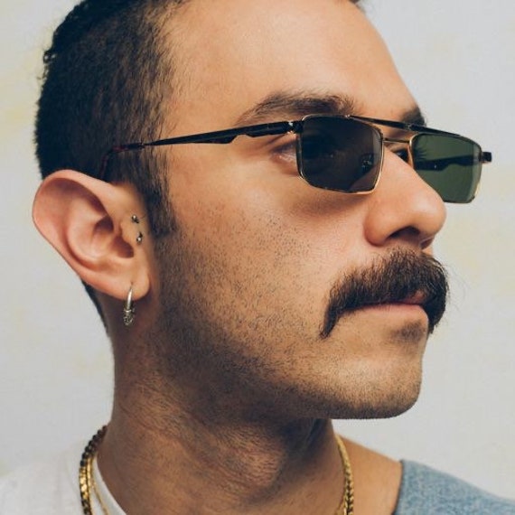 Rectangular brow bar rare vintage sunglasses - image 5