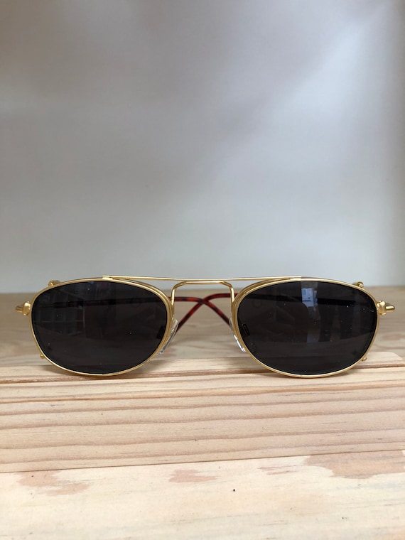 Rectangular clip on vintage sunglasses