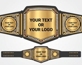 Custom Gold Championship Belt with Jewel Accent | Personalized Title Belt with Your Logo | Fantasy Football, Corporate Award & Sports Trophy