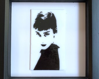 Audrey Hepburn Framed Fused Glass Silhouette