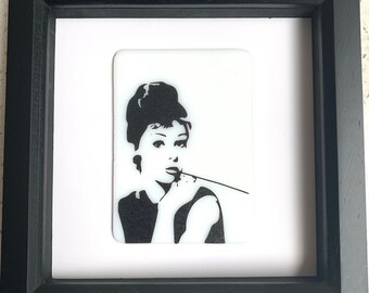 Audrey Hepburn Framed Fused Glass Silhouette