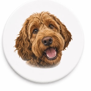Cockapoo Ceramic Coaster, Cute Dog Lover Gift, Glossy Coffee Table Decor, Round 4 inch White Drink Mat, Pet Lover Present, Cockapoo Mom