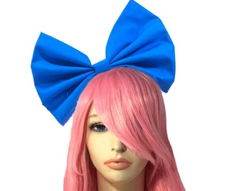 Large Blue Bow, Big Blue Bow Headband, Cosplay Headband, Blue Hair Bow, Bows For Women, Bows Cosplay, Huge Hair Bow, Oversize Hair Bow, Bows