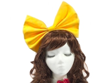 Yellow Bow Headband, Cosplay accessory, Anime Headband, Yellow Hair Bow, Oversize Bow, Yellow Costume, Anime Cosplay Girl, Large Yellow Bow