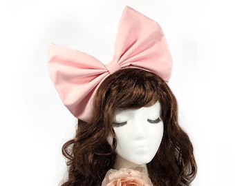 Oversize Bow, Pink Headband Women, Pink Cosplay Headband, Large Pink Hair Bow, Big Pink Bow, Light Pink Cosplay, Anime Bows, Hair Bow Women