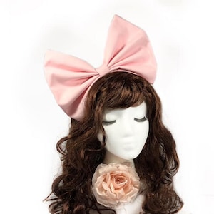 Oversize Bow, Pink Headband Women, Pink Cosplay Headband, Large Pink Hair Bow, Big Pink Bow, Light Pink Cosplay, Anime Bows, Hair Bow Women