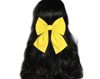 Yellow Hair Bow, Large Hair Bow, Yellow Cheer Bow, Handmade Hair Bow, Cosplay Anime Bow, Bow For Girls, Yellow Bow, Kawaii Yellow