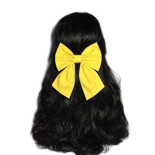 Yellow Hair Bow, Large Hair Bow, Yellow Cheer Bow, Handmade Hair Bow, Cosplay Anime Bow, Bow For Girls, Yellow Bow, Kawaii Yellow