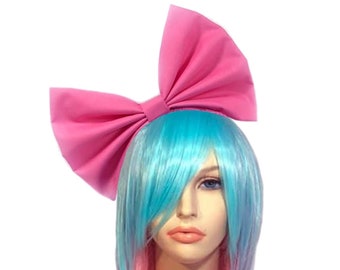 Pink Cosplay Headband, Large Pink Hair Bow, Big Pink Bow, Pink Cosplay, Pink Headband Women, Anime Bows, Hair Bow For Women, Oversize Bow