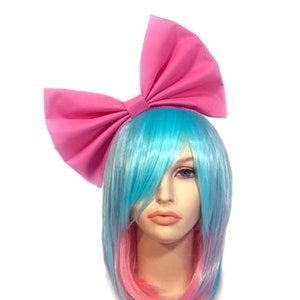 Pink Cosplay Headband, Large Pink Hair Bow, Big Pink Bow, Pink Cosplay, Pink Headband Women, Anime Bows, Hair Bow For Women, Oversize Bow image 1